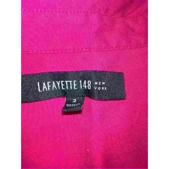 Lafayette 148 NY Button Pink 3/4 Sleeve Collar  Sz 2 Officesiren Barbiecore - Picture 5 of 7